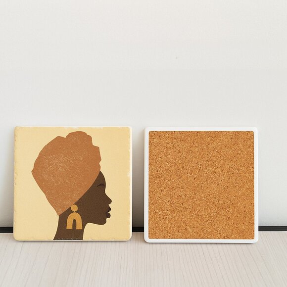 A pair o Afrocentric Coaster Duo – Bold, Artistic, and Culture-Infused size 4x4 - Picture 3 of 4